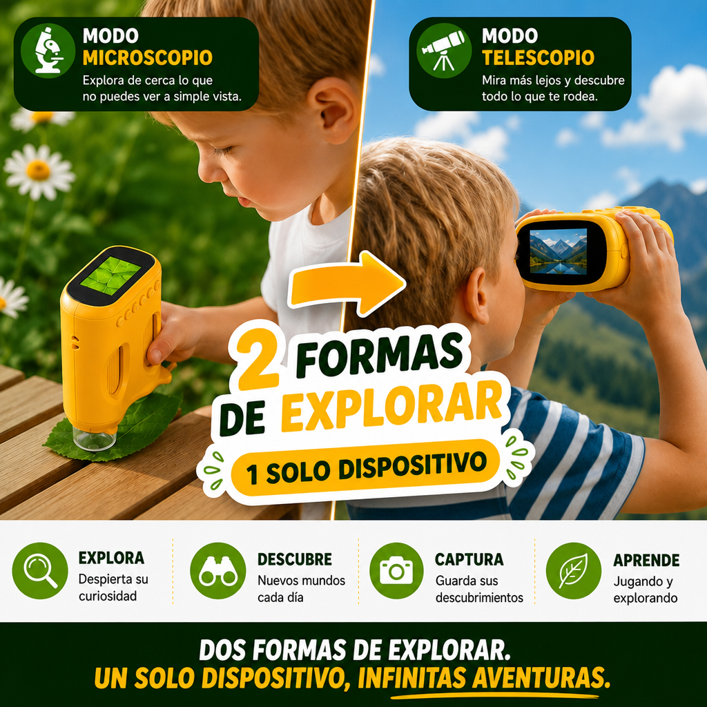 Microscopio y Telescopio 2 en 1 para Niños